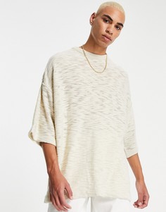 Трикотажная меланжевая футболка в стиле oversized цвета экрю Topman-Желтый