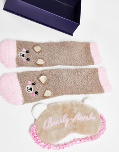 Подарочный набор с носками и маской для сна Chelsea Peers-Коричневый цвет