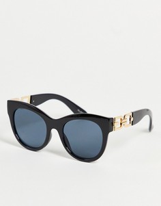 Черные круглые солнцезащитные очки с золотистой пряжкой ALDO Tractor-Черный цвет