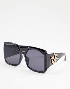 Большие солнцезащитные очки черного цвета с декором в виде змеи ALDO Wendalla-Черный цвет