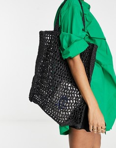 Черная сумка-тоут вязки кроше Topshop-Черный