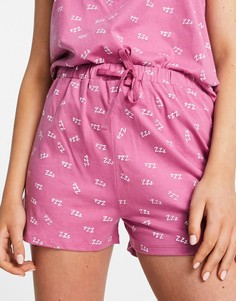 Пижамные шорты с принтом "zzz" от комплекта People Tree-Фиолетовый цвет