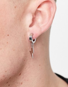 Серебристые серьги-кольца с молниями из нержавеющей стали Icon Brand-Серебристый