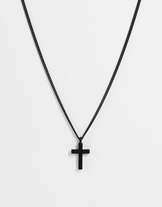 Черное ожерелье с подвеской-крестиком в университетском стиле Icon Brand-Черный