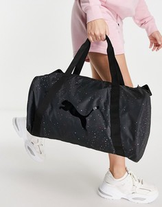 Черная спортивная сумка цилиндрической формы с блестками Puma Training Essential-Черный