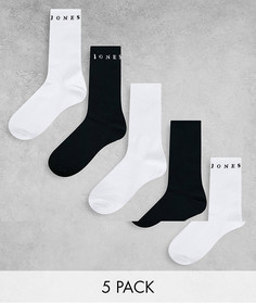 Набор из 5 пар теннисных носков черного и белого цвета с логотипом Jack & Jones-Белый