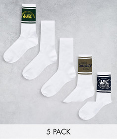 Набор из 5 пар носков с принтом "Social Club" Jack & Jones-Белый