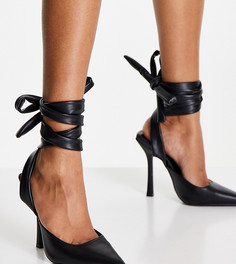 Черные туфли на каблуке с завязками на щиколотке Public Desire Wide Fit Anushka-Черный