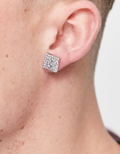 Квадратные серьги-гвоздики со стразами ASOS DESIGN-Серебристый