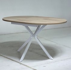 Стол ВЕГА D100 раскладной Дуб Бардолино/ белый каркас Bravo