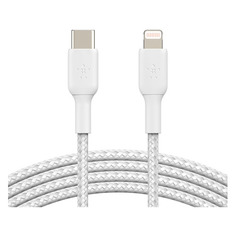 Кабель Belkin CAA004bt1MWH, Lightning (m) - USB Type-C (m), 1м, в оплетке, белый