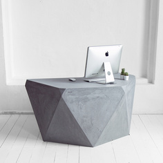 Рабочий стол гексагон брильянт из микроцемента в сером цвете (archpole) серый 132x74x114 см.