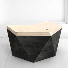 Рабочий стол гексагон брильянт в черном цвете со столешницей в натуральном цвете березы (archpole) черный 132x74x114 см.