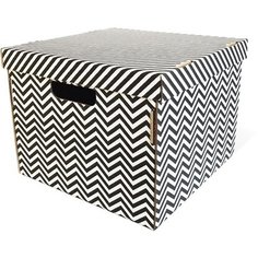 Складная коробка гардеробная с крышкой "Зигзаги", Д320 Ш320 В250, черный, белый Без бренда