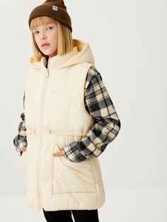 Стеганый жилет с капюшоном для девочек (белый, 122) Sela