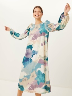 Платье макси с живописным принтом (принт, S) Sela