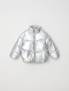Дутая куртка "металлик" для девочек (серебро, 140/ 10-11 YEARS) Sela