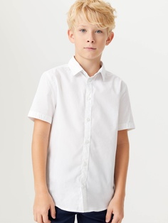 Школьная рубашка с коротким рукавом для мальчиков (белый, 122/ 7-8 YEARS) Sela