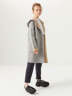 Вязаное пальто с капюшоном для девочек (серый, 146/ 11-12 YEARS) Sela