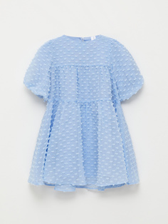 Ярусное платье с вышивкой плюмети для девочек (голубой, 98/ 3-4 YEARS) Sela