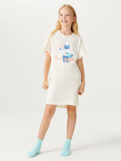 Ночная сорочка с принтом для девочек (бежевый, 146-152) Sela