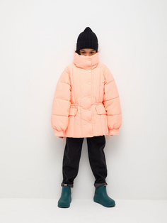 Оверсайз куртка с высоким воротником для девочек (оранжевый, 146/ 11-12 YEARS) Sela