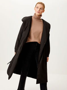 Пальто-халат с капюшоном (черный, S) Sela