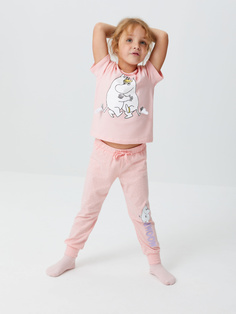Трикотажная пижама с принтом Moomin Муми Тролль для девочки (розовый, 104-110 (4-5 YEARS)) Sela