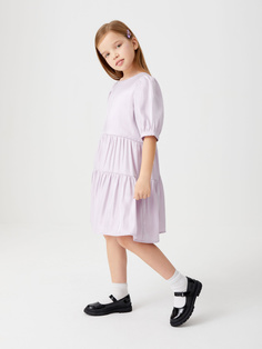 Ярусное платье с эффектом металлик для девочек (фиолетовый, 152) Sela