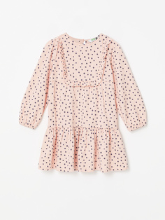Ярусное платье в горошек для девочек (розовый, 104/ 4-5 YEARS) Sela