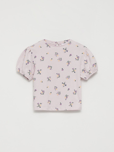 Трикотажная футболка с рукавами-фонариками для девочек (сиреневый, 92/ 2-3 YEARS) Sela
