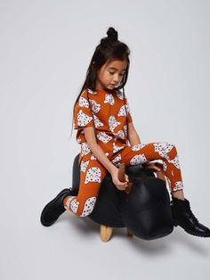 Леггинсы с принтом для девочек (коричневый, 92/ 2-3 YEARS) Sela