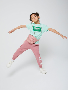 Трикотажные джоггеры с принтом для девочек (бордовый, 104/ 4-5 YEARS) Sela