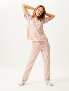 Пижама с принтом (розовый, XS) Sela