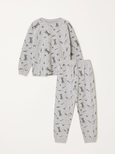 Трикотажная пижама с принтом для мальчиков (серый, 134-140 (9-10 YEARS)) Sela
