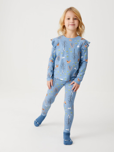 Трикотажная пижама с принтом для девочек (синий, 104-110) Sela