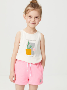 Майка с принтом для девочек (белый, 98/ 3-4 YEARS) Sela