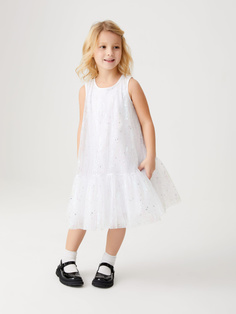 Платье с аппликацией для девочек (белый, 98) Sela
