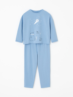 Трикотажная пижама с принтом для мальчиков (синий, 116-122) Sela