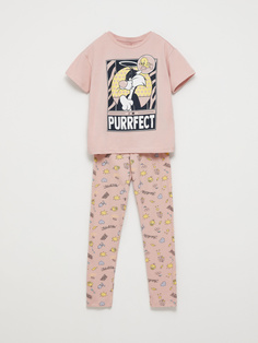 Пижама с ярким принтом Looney Tunes для девочек (розовый, 134-140) Sela
