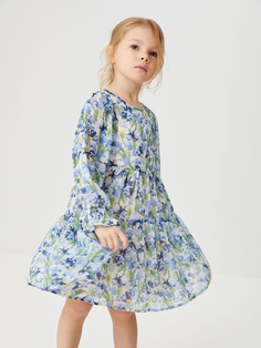 Ярусное платье с цветочным принтом для девочек (фиолетовый, 98) Sela