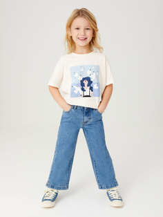 Широкие джинсы для девочек (синий, 92) Sela
