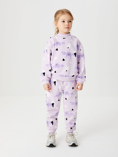 Джоггеры с принтом для девочек (фиолетовый, 98/ 3-4 YEARS) Sela