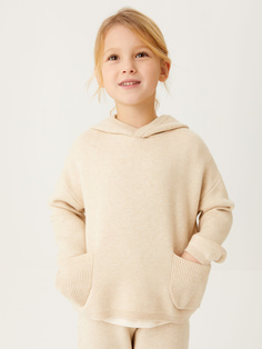 Вязаное худи для девочек (белый, 98) Sela