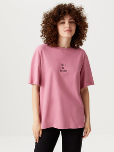 Удлиненная футболка с вышивкой (розовый, XS) Sela