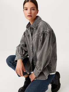 Джинсовая рубашка с объемными рукавами (серый, XS) Sela