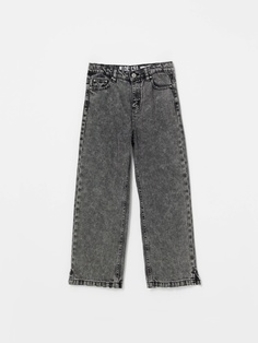 Широкие джинсы для девочек (серый, 116) Sela