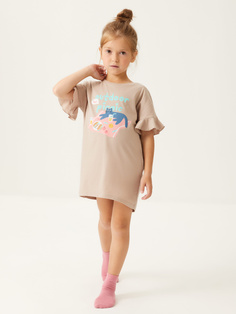 Ночная сорочка с принтом для девочек (коричневый, 92-98) Sela