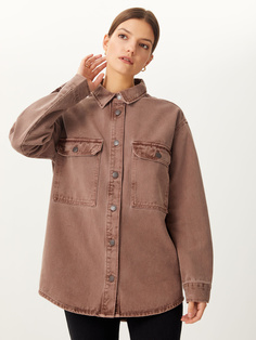 Джинсовая рубашка оверсайз (коричневый, XS) Sela
