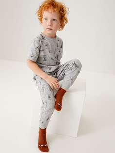 Трикотажная пижама с принтом для мальчиков (серый, 92-98) Sela